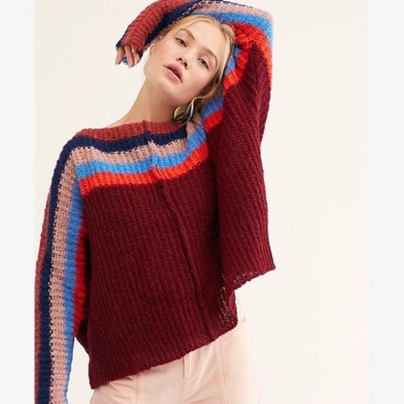Free People Sweaters - Free People See the Rainbow Cropped Alpaca Blend Pullover Sweater Small